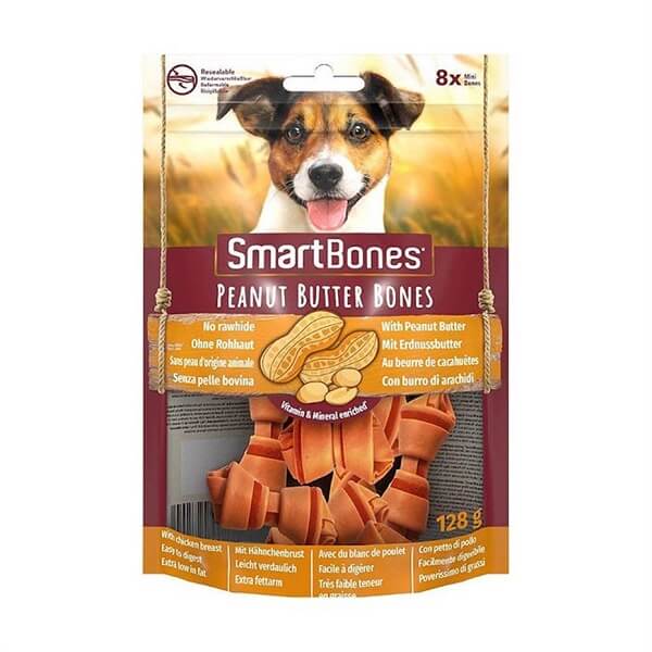 [406-661526] Smart Bones Tavuklu Fıstık Ezmeli Düğüm Kemik Köpek Ödül Maması (128 Gr)