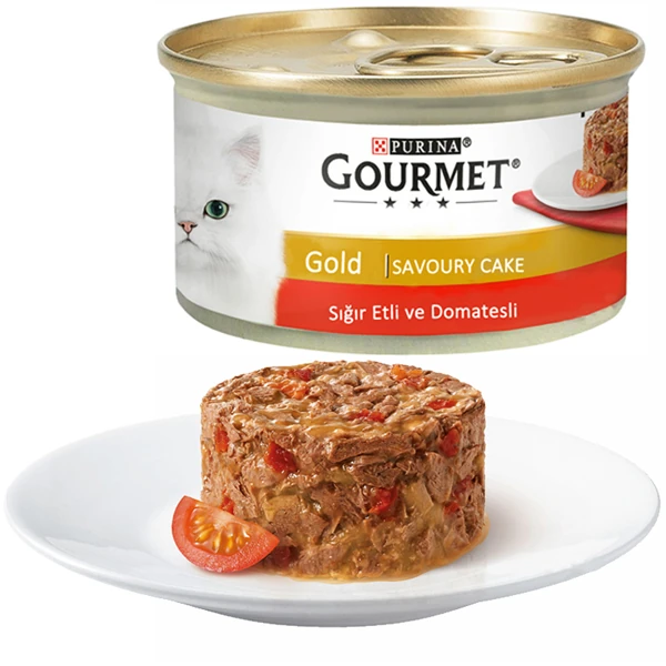 [12296420] Gourmet Gold Savoury Cake Etli Domatesli Yetişkin Konserve Kedi Maması (1 Adet)