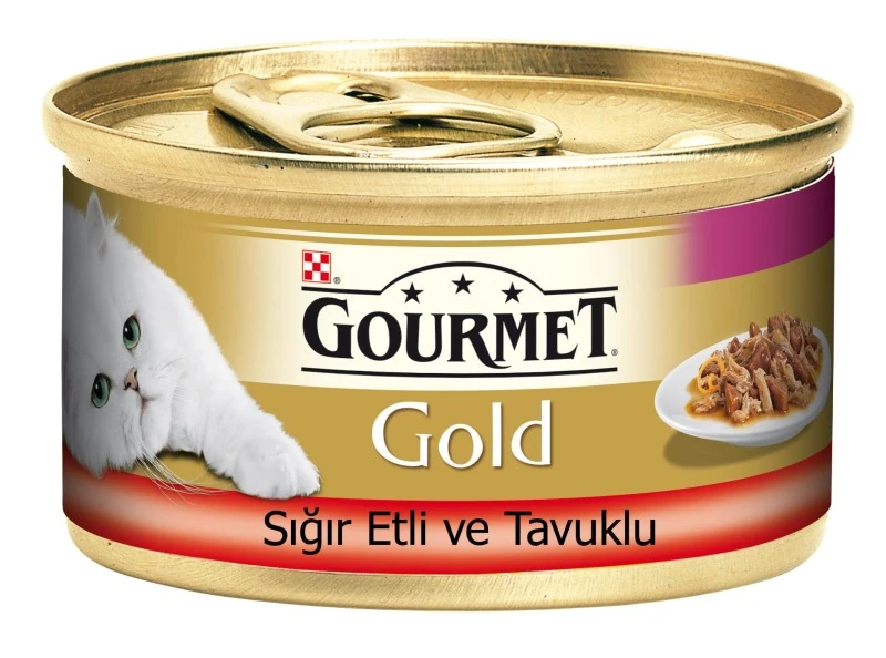 [12350354] Gourmet Gold Sığır Etli ve Tavuklu Yetişkin Konserve Kedi Maması (1 Adet)