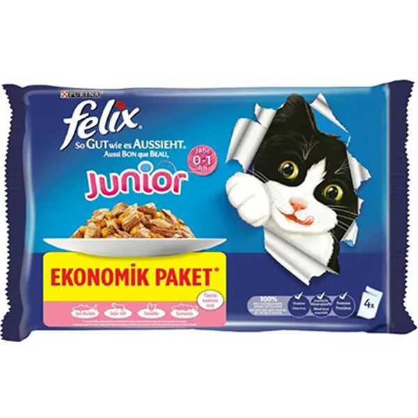 [12061164] Felix Tavuklu ve Sığır Etli Yavru Yaş Kedi Maması (1 Adet)