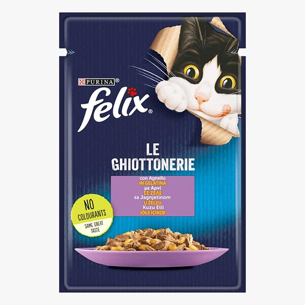 [12479962] Felix Sensations Taze Jöle İçerisinde Kuzu Etli Yetişkin Yaş Kedi Maması (1 Adet)