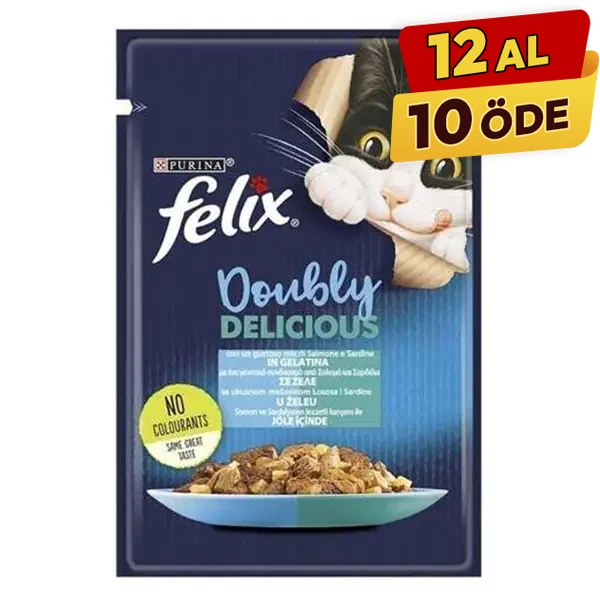 [12480131] Felix Taze Somon ve Sardalya Jöleli Pouch Yetişkin Yaş Kedi Maması (1 Adet)
