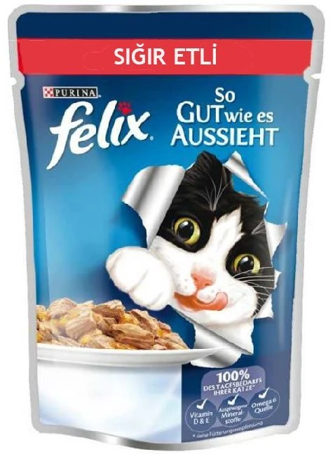 [4000487226043] Felix Sığır Etli Yetişkin Yaş Kedi Maması (1 Adet)