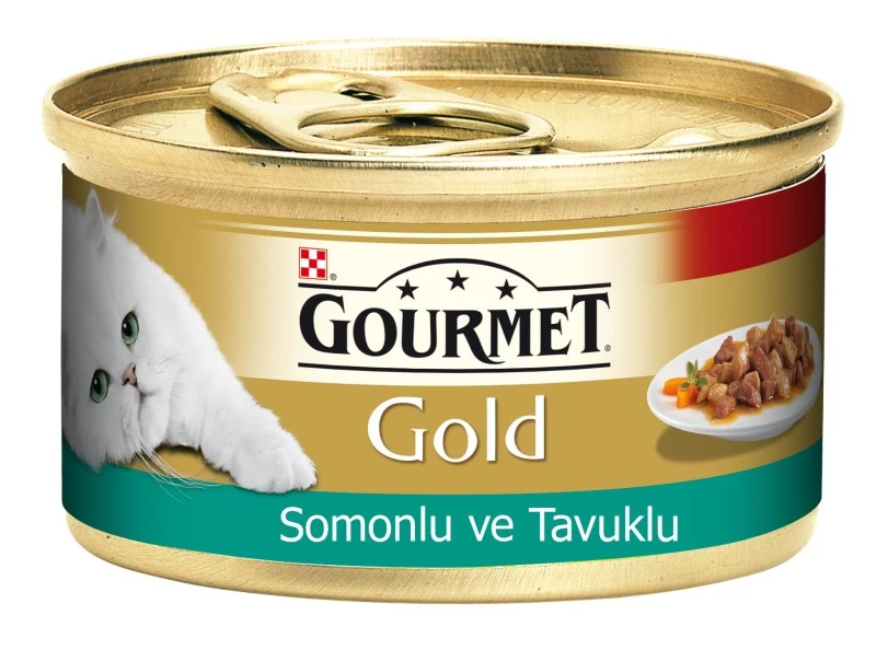 [12109424] Gourmet Gold Somon ve Tavuklu Yetişkin Konserve Kedi Maması (1 Adet)