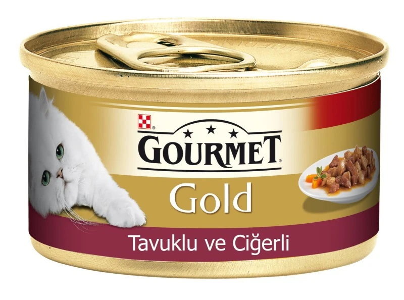 [12130919] Gourmet Gold Tavuk ve Ciğerli Yetişkin Konserve Kedi Maması (1 Adet)