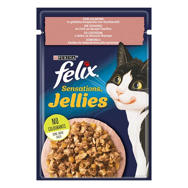 [12479743] Felix Sensations Taze Jöle İçerisinde Karides ve Somonlu Yetişkin Yaş Kedi Maması (1 Adet)