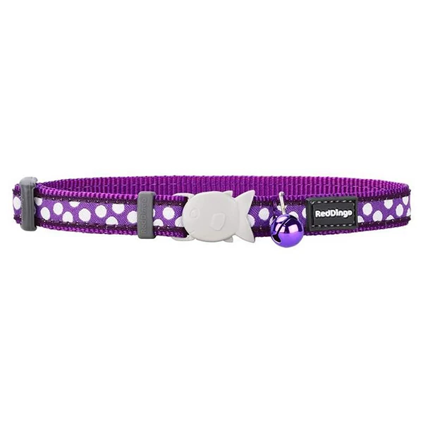 [CC-S5-PU-12] Red Dingo Balık Tokalı Kedi Boyun Tasması (Mor, Beyaz Benekli)