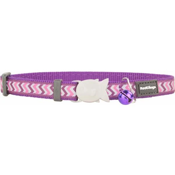[CC-RZ-PU-12] Red Dingo Reflektörlü Ziggy Desenli Kedi Boyun Tasması 12 Mm (Mor)