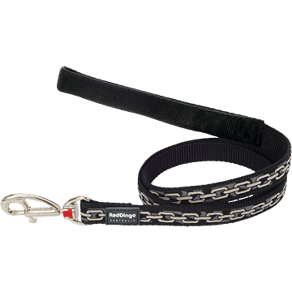 [L4-CN-BB-12] Red Dingo Zincir Desenli Köpek Uzatma Tasması Siyah (12 Mm)