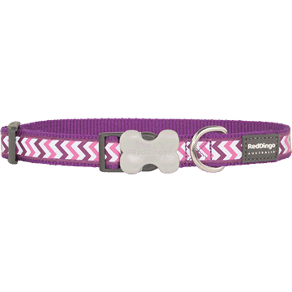 [DC-RZ-PU-12] Red Dingo Reflektörlü Ziggy Desenli Köpek Boyun Tasması (Mor, 12 Mm)