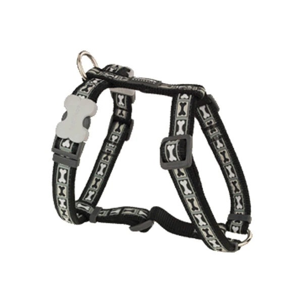 [DH-BY-BB-12] Red Dingo Bone Yard Desenli Köpek Göğüs Tasması (Siyah, 12 Mm)