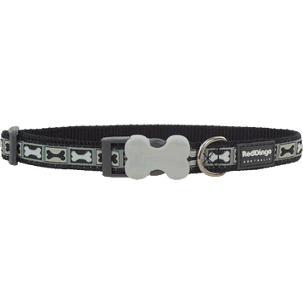 [DC-BY-BB-12] Red Dingo Bone Yard Desenli Köpek Boyun Tasması (Siyah, 12 Mm)
