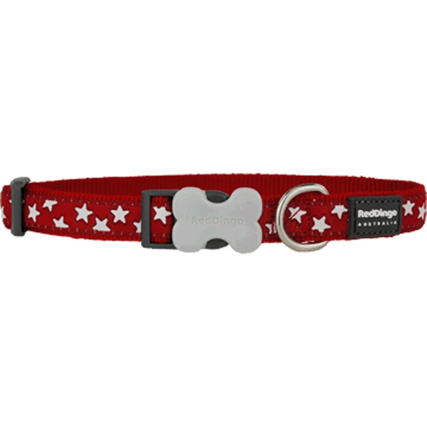 [DC-ST-RE-20] Red Dingo Stars Pembe Köpek Boyun Tasması (20 Mm, Beyaz Yıldızlı)