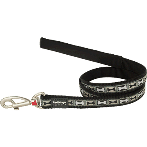 [L4-BY-BB-12] Red Dingo Length Bone Yard Desenli Köpek Uzatma Tasması (Siyah, 12 Mm)