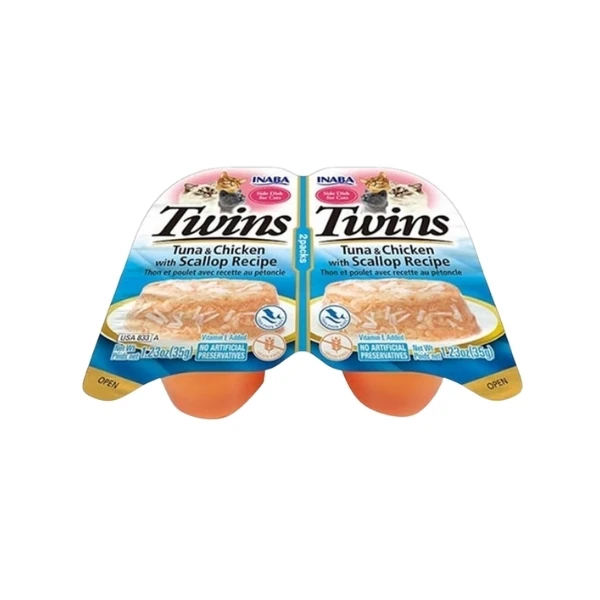 [12-USA833] Inaba Twins Jöle İçinde Ton Balıklı Deniz Taraklı ve Tavuklu Yetişkin Konserve Kedi Maması