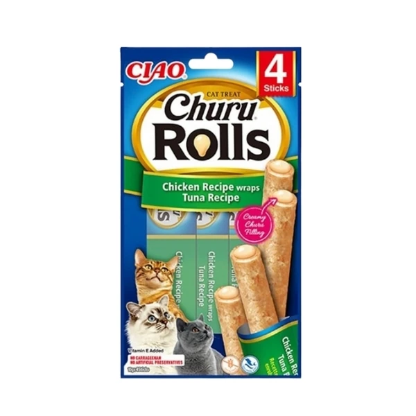 [12-EU731] Inaba Ciao Churu Rolls Sticks Tavuk Sargılı ve Ton Balıklı Kedi Ödül Maması (1 Adet)