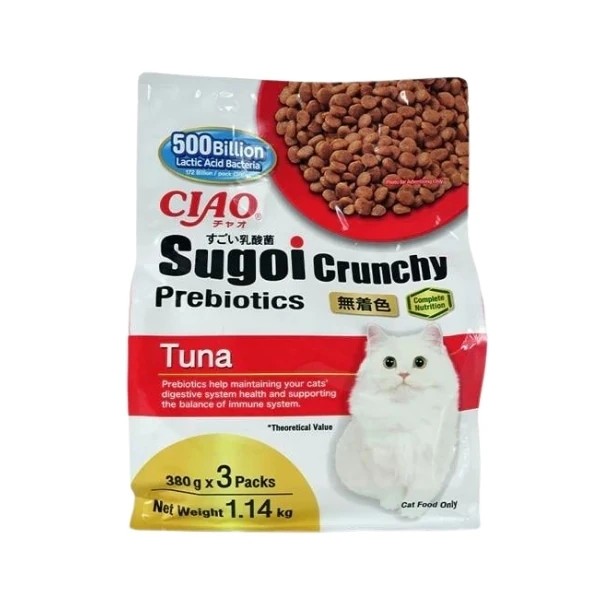 [12-CDT-251] Inaba Ciao Sugoi Crunchy Ton Balıklı Prebiyotik Kedi Maması (3x380 Gr)