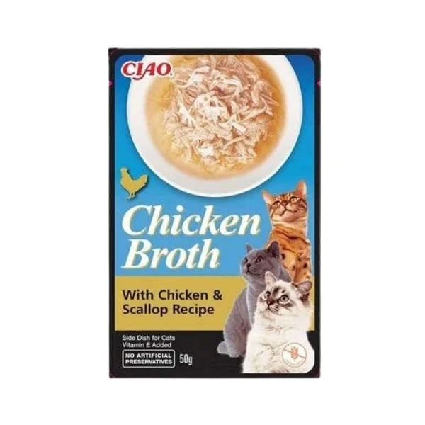 [12-EU823] Inaba Ciao Chicken Broth Tavuk Sulu ve Deniz Taraklı Kedi Çorbası (1 Adet)