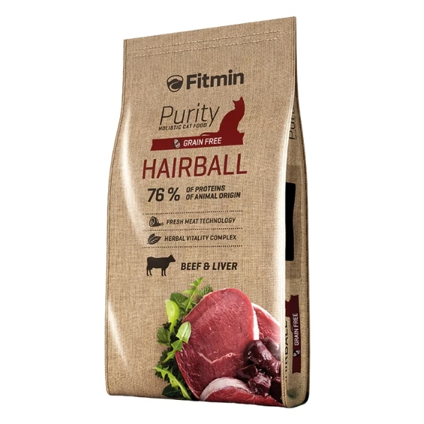[542-1211500-00004] Fitmin Purity Hairball Tahılsız Sığır Etli Yetişkin Kedi Maması (1.5 Kg)