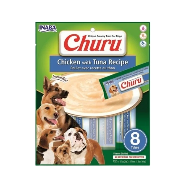 [12-EUD602] Inaba Ciao Churu Ton Balıklı ve Tavuklu Tamamlayacı Sıvı Köpek Ödül Maması (1 Adet)
