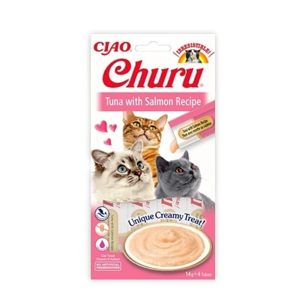 [12-EU106] Inaba Ciao Churu Cream Ton Balıklı ve Somonlu Sıvı Kedi Ödül Maması (1 Adet)