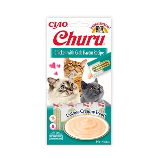 [12-EU109] Inaba Ciao Churu Cream Tavuklu ve Yengeçli Sıvı Kedi Ödül Maması (1 Adet)