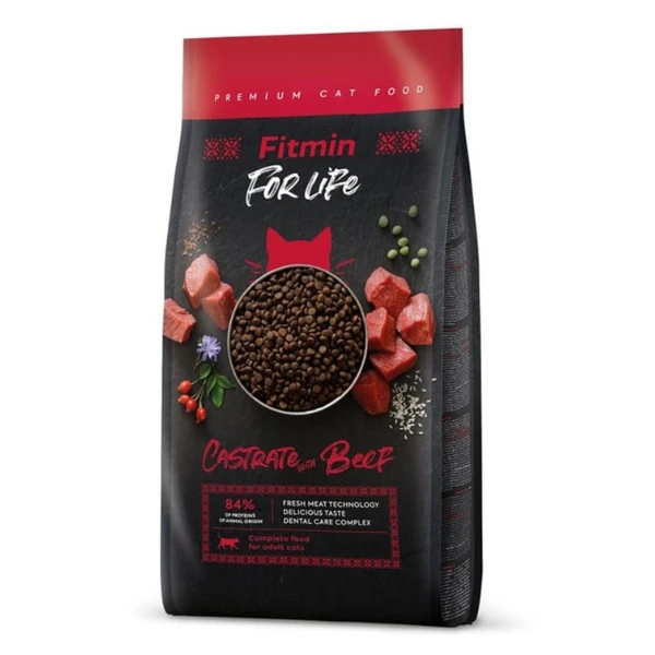 [09-T01128] Fitmin For Life Castrate Biftekli Kısırlaştırılmış Yetişkin Kedi Maması (1.8 Kg)