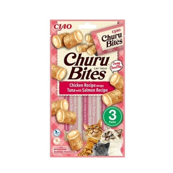 [12-EU723] Inaba Ciao Churu Bites Tavuk Sargılı Ton Balıklı ve Somonlu Kedi Ödül Maması (1 Adet)