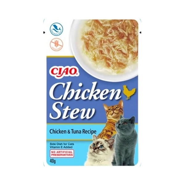 [12-EU812] Inaba Ciao Chicken Stew Tavuk Güveçli ve Ton Balıklı Pate Yetişkin Konserve Kedi Maması (1 Adet)