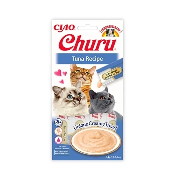 [12-EU101] Inaba Ciao Churu Cream Ton Balıklı Sıvı Kedi Ödül Maması (14x4 Gr, 1 Adet)