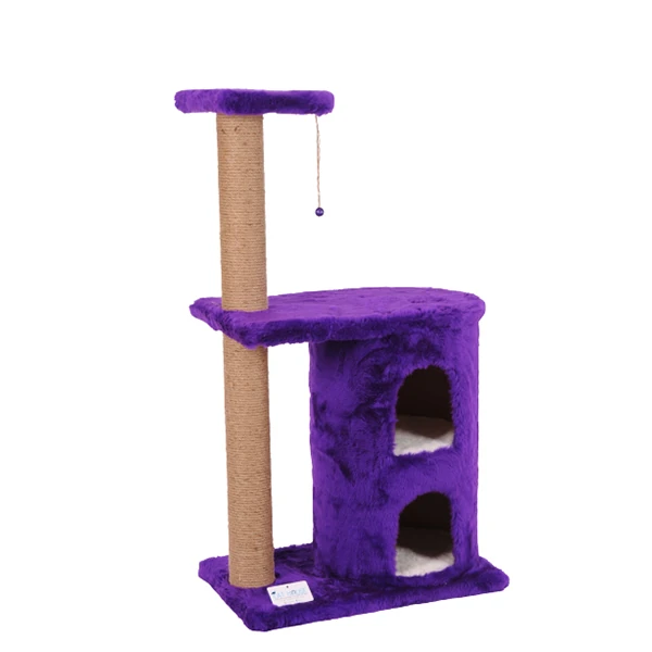 [S03MR] Cat Hause S03 İki Yuvalı Kedi Tırmalama Evi 103 Cm (Mor)