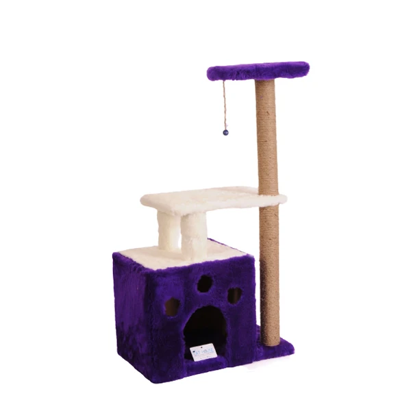 [S02MR] Cat Hause S02 Yuvalı Kedi Tırmalama Evi 97 Cm (Mor)