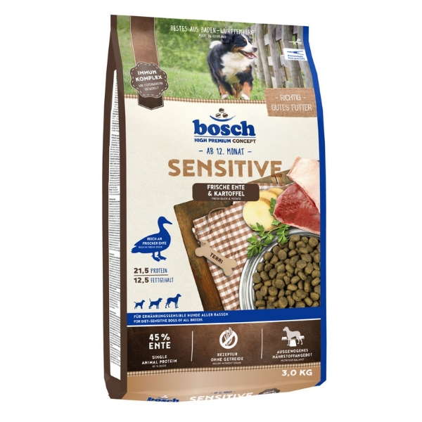 [BSC2018] Bosch Sensitive Tahılsız Taze Ördek ve Patatesli Yetişkin Köpek Maması (3 Kg)