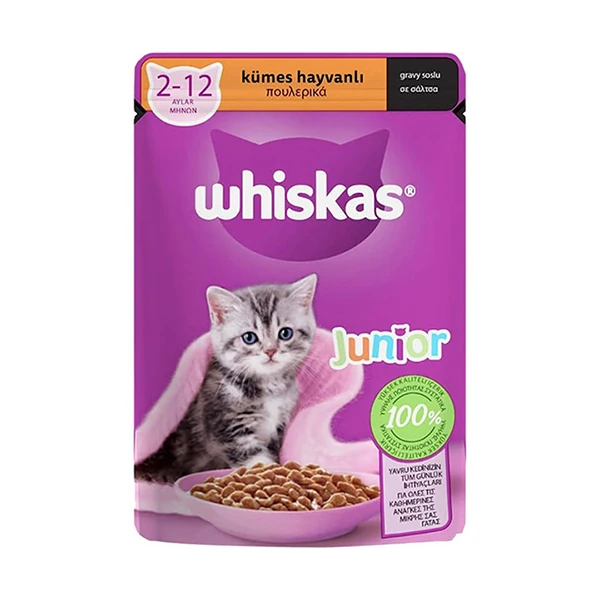 [443931] Whiskas Jöleli Kümes Hayvanlı Yavru Konserve Kedi Maması (1 Adet)
