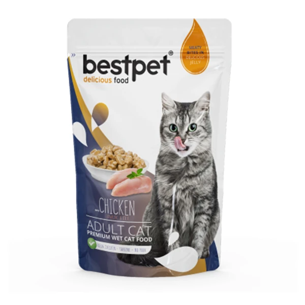 [P0031] BestPet Adult Jelly Pouch Tavuklu Yaş Kedi Maması (1 Adet)