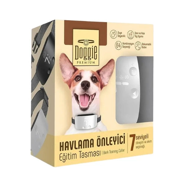 [BARKTRAINWHITE] Doggie Premium Havlama Önleyici Köpek Eğitim Tasması (Beyaz)