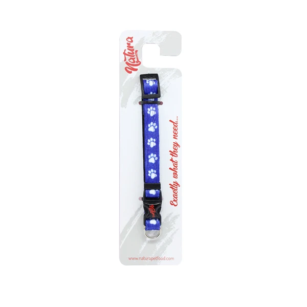 [KT.08201] Natura Yetişkin Köpekler için Pati Desenli Boyun Tasması (Mavi, 20-30 Cm)