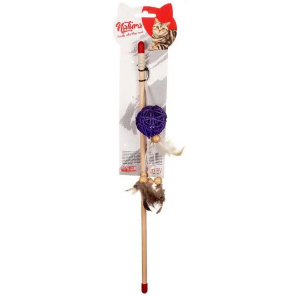 [PTC-020] Natura Uzun Tüylü Bambu Top Kedi Olta Oyuncağı