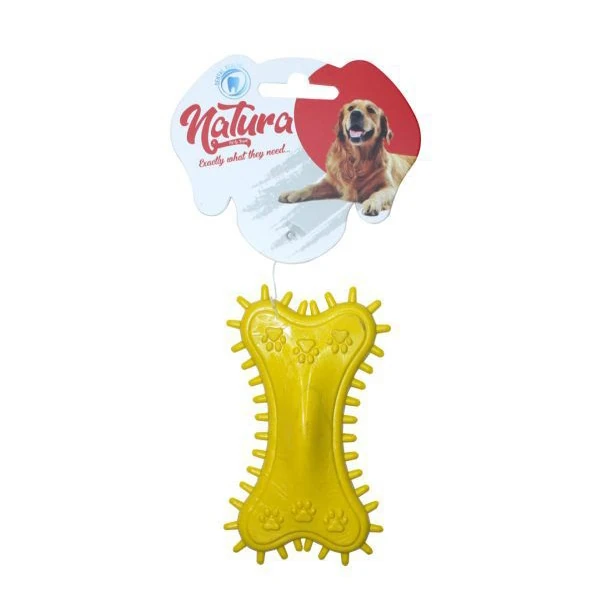[KO.08242] Natura Plastik Pati Desen Dikenli Kemik Köpek Oyuncak