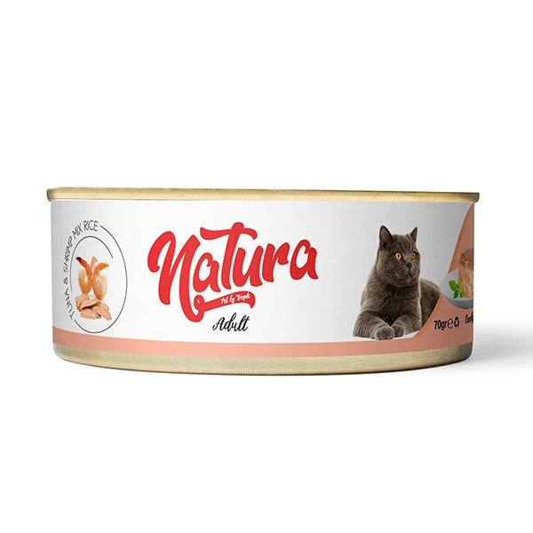[LK.08004] Natura Tahılsız Ton Balık ve Karidesli Yetişkin Konserve Kedi Maması (1 Adet)