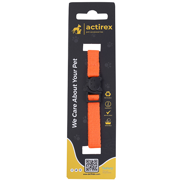 [NEONKD0110-ORANGE] Actirex Neon Kedi Boyun Tasması