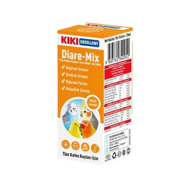 [KB104] Kiki Excellent Diare Mix Kuşlar için Bağışıklık ve Sindirim Sistemi Destekleyici Sıvı Damla