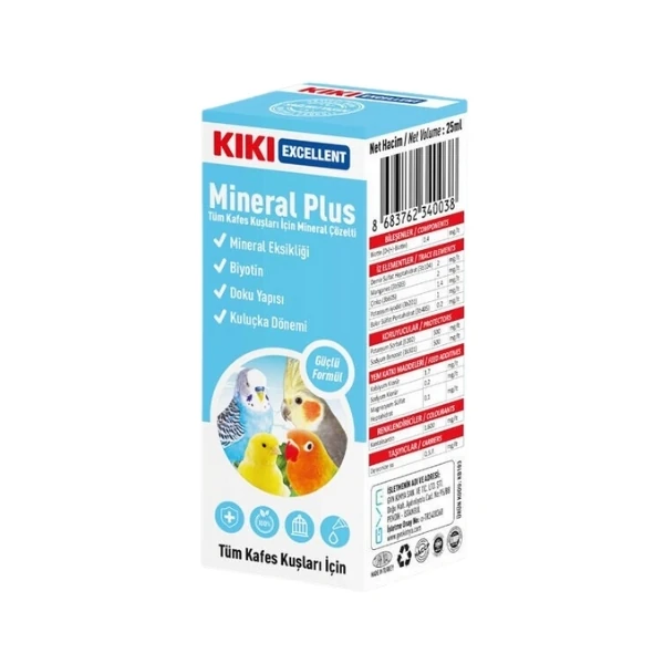 [KB103] Kiki Excellent Mineral Plus Kuşlar için Mineral Çözelti Sıvı Damla