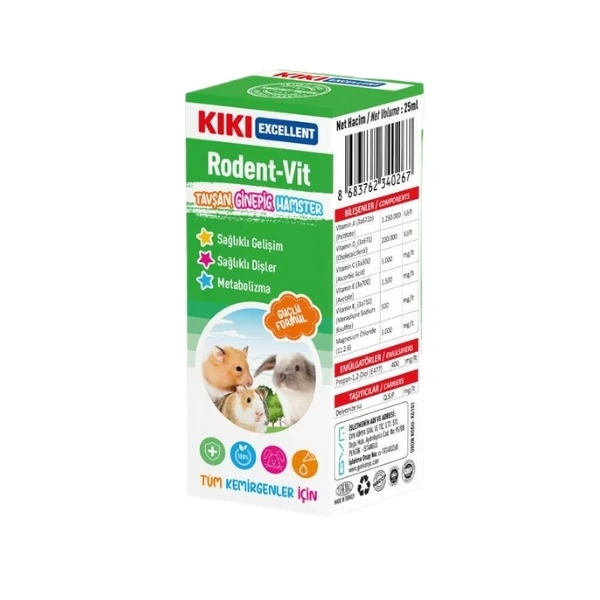 [KG101] Kiki Excellent Rodent-Vit Sağlıklı Gelişim Destekleyici Kemirgenler için Multi Vitamin