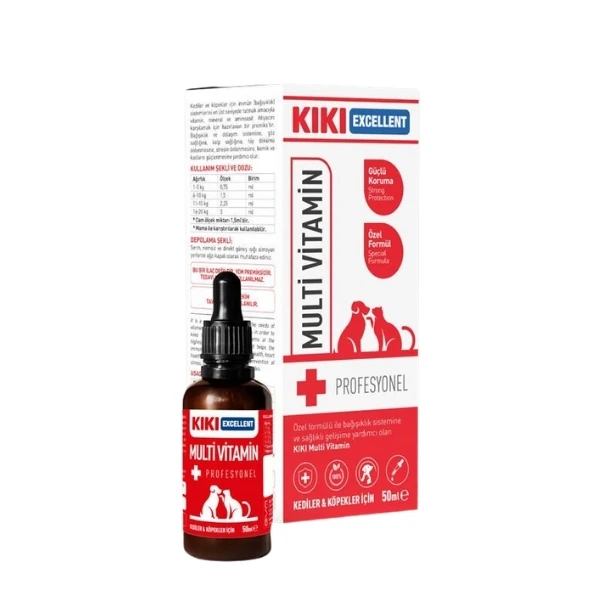 [KCD102] Kiki Excellent Multi Vitamin Bağışıklık Sistemi Destekleyici Kediler ve Köpekler için Şurup