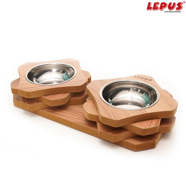 [LPS-PRZ-02] Lepus Prizma İkili Ahşap Köpek Mama ve Su Kabı