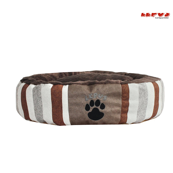 [LPS-105-05] Lepus Yumuşak Dolgulu Peluş Simit Kedi Yatağı 57x16 Cm (Kahverengi)