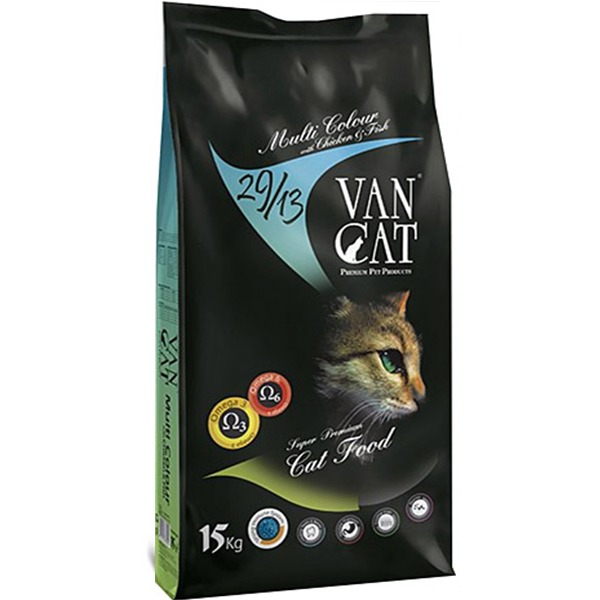 [8699245856422] Vancat Multicolour Tavuklu Renkli Taneli Yetişkin Kedi Maması (15 Kg)