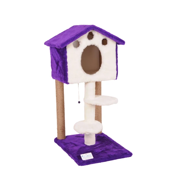 [S06MR] Cat Hause S06 Basamaklı Yuvalı Kedi Tırmalama Evi 98 Cm (Mor)