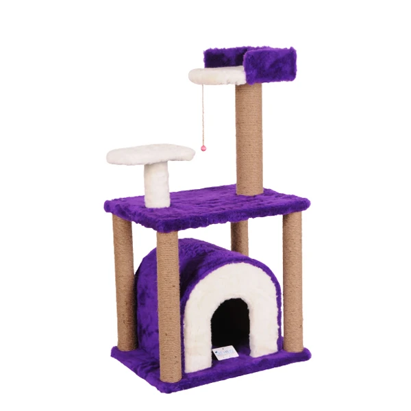 [S01MR] Cat Hause S01 Yuvalı Kedi Tırmalama Evi 105 Cm (Mor)